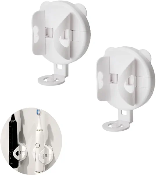 UtySty 2 Pack Rechargeable Electric Toothbrush Holder Organizer Self Adhesive Wall Mount Toothpaste Holder for Wireless Rechargeable Sonic Toothbrush Disposable Battery Operated Tooth Brush