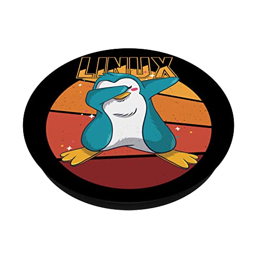 Geek Linux Root Party Penguin Nerd Programmer Computer PopSockets Swappable PopGrip, Black - Image 2