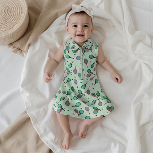 Toddler Baby Girl Dress Kid Polo Dress Girls Golf Cart Outfit Zipper Ruffle Sleeveless A-line Dresses Summer Clothes3