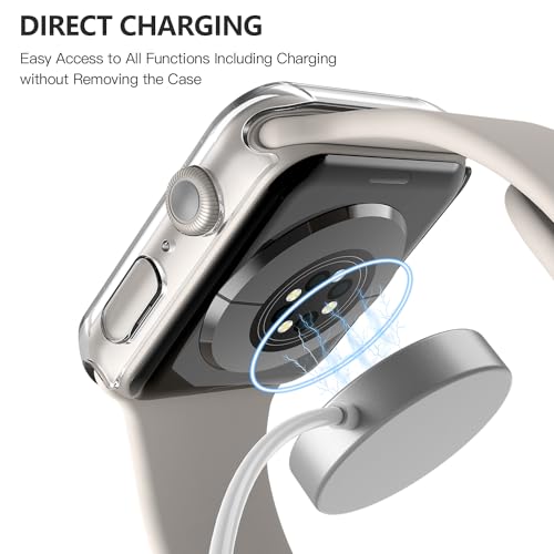 Image of Misxi Case with Screen Protector for 41mm Apple Watch Series 9 /8 /7 | 2-Pack Cover with Tempered Glass for 9 /8 /7, Scratch Resistant Sensitive Touch Protection, 1 Starlight + 1 Transparent