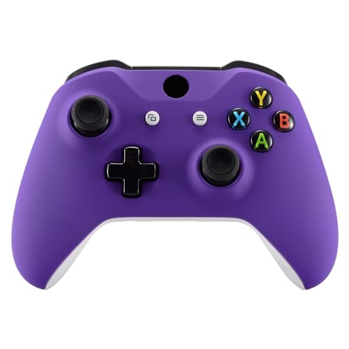 Image of eXtremeRate Soft Touch Purple Faceplate Cover, Front Housing Shell,Soft Grip Back Panels for Xbox One X & One S Controller Model 1708