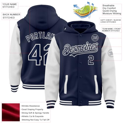 Custom Varsity Jacket with Hood Personalized Teens Letterman Hooded Jacket Full-Snap Baseball Bomber Jacket2