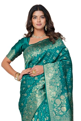 Image of MIRCHI FASHION Women Saree | Banarasi Silk Woven Design Daily Regular Use Sari with Blouse