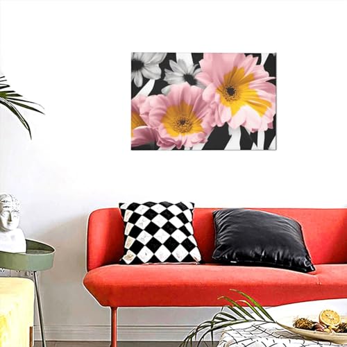 Impression sur toile fleur sur zèbre tableau moderne de salon