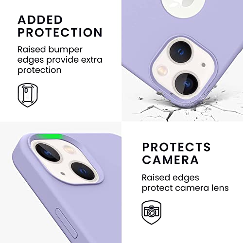 Image of VONZEE Microfiber Logo Cut Cover Compatible for iPhone 13 Case Cushion Liquid Soft Silicone Gel Rubber Phone Cases Non-Slip Full Body Protective Shockproof Back Cover 6.1 inch, Purple