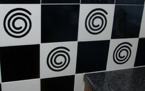 Smarts-Art - Adhesivos para azulejo de baño o cocina (12 unidades, 10-15 cm), diseño de espiral