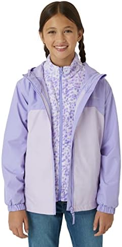 Eddie Bauer Girls' Rain Jacket - Lone Peak Waterproof 3 in 1 Insulated Windbreaker Coat with Removable Fleece Lining (5-20), Size 5-6, Lavander