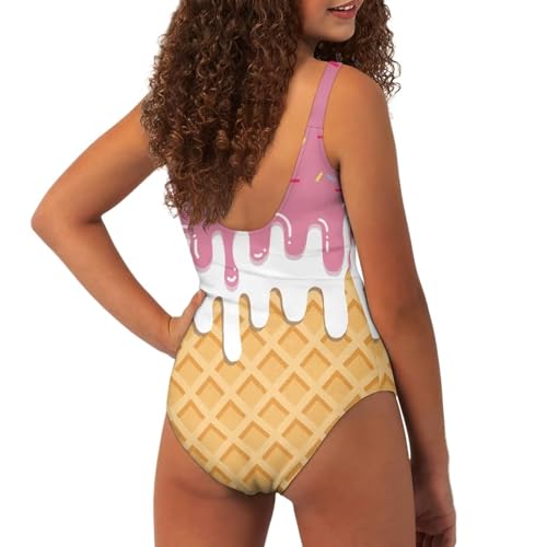 Image of One Piece Bathing Suit for Girl Kids Cute Beach Sport Swimwear U Back Scoop Neck Summer Swimming Pool Beachwear