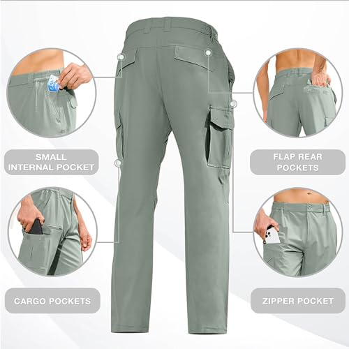 Men's Long Pants Cargo Multiple Functional Pockets Windbreaker Trousers Waterproof Lightweight Casual Pant Outdoor4
