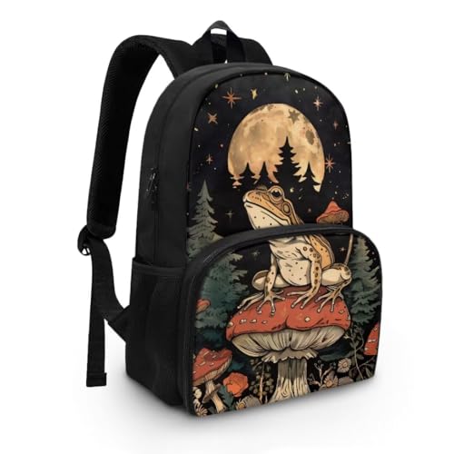 Lunch Backpack for Women Men,Frog Mushroom 16.9 inch Laptop Backpack, Large Computer Backpack with Lunch Compartment, Insulated Backpack Lunch Bag for Work Travel3