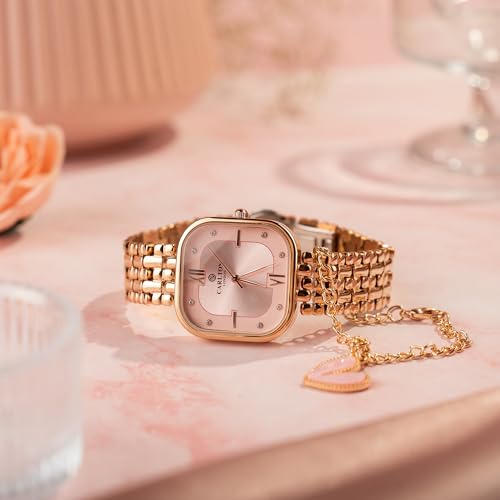 Image of Carlton London Chelsea Women Stainless Steel Analog Watch | Silver Waterproof Watches for Women Girls Ladies | Luxury Square Watch | Fashionable Trendy Quartz Movement Wrist Watch