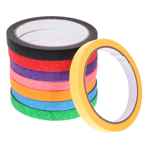 FUNOMOCYA Masking Tape Set 8 Colorful Rolls Artist Tape for Painting DIY Masking Tape Decorative Paper Tapes Easy to Cut Remove Classroom Home Use