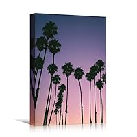 Canvas Wall Art Silhouette Palm Tree Bedroom Multicolor Nature Neon Photography Trees Tropical Urban - 12x18 inches