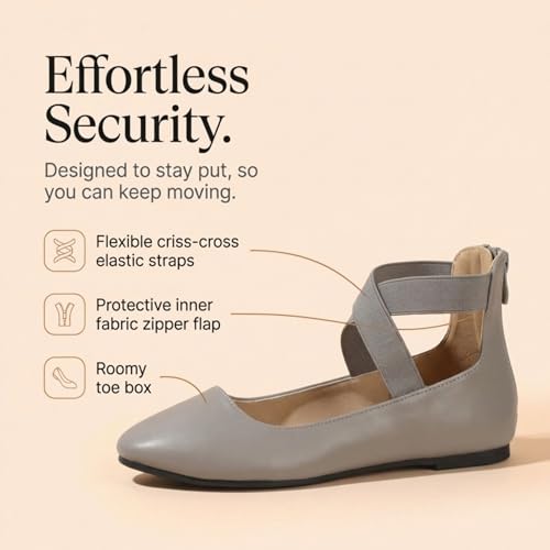 Image of EMMA NEW YORK Ankle Strap Flats for Women, Women Flat Ballerina Shoes, Women's Ballet Flats with Strap