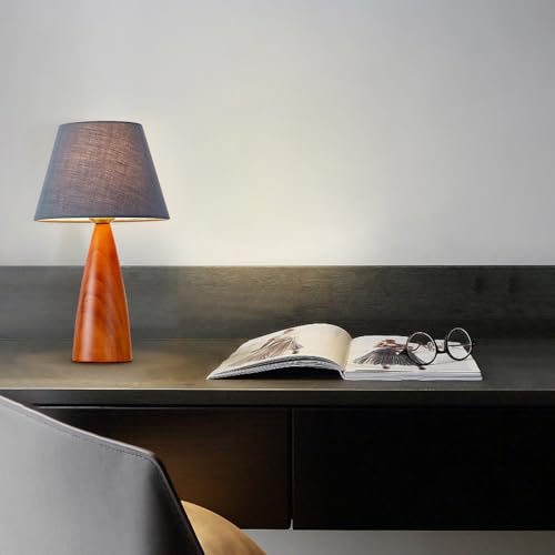 Lampada da Tavolo Moderna in Tessuto, Luce da Comodino in Legno, complemento d'arredo per Camera da Letto, Soggiorno, Ufficio, Regalo per l'inaugurazione della casa, 23 Pollici