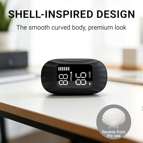Image of First-of-its-kind Design for Ocean Shell Texture magnetic charging Pulse Oximeter Rechargeable, Fingertip Pulse Oximeter Pulse Rate Monitor for Home Sports Travel Aviation Use