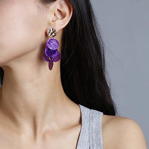 Shell Earrings for Women, Cluster of Round Shell Drop Dangle Earrings Summer Beach Jewelry2