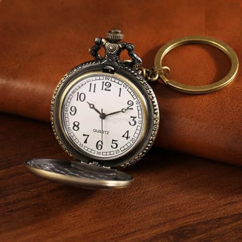 Image of AUGEN Premium Pocket Watch Metal Keychain Crab Retro Vintage for Gifting With Key Ring Anti-Rust (Pack Of 1)
