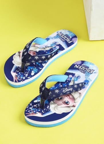 Image of Kidsville Official Frozen Elsa Printed Navy Blue Kids Girls Flip-Flop | Soft, Non-Slip, Indoor, Outdoor, House Slipper, Comfortable & Durable Footwear for Children