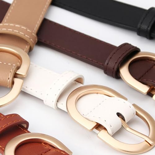 HANGSU Ceinture en Cuir pour Femme - Avec Boucle Dorée pour Jeans, Noir, 105 cm – vue 4