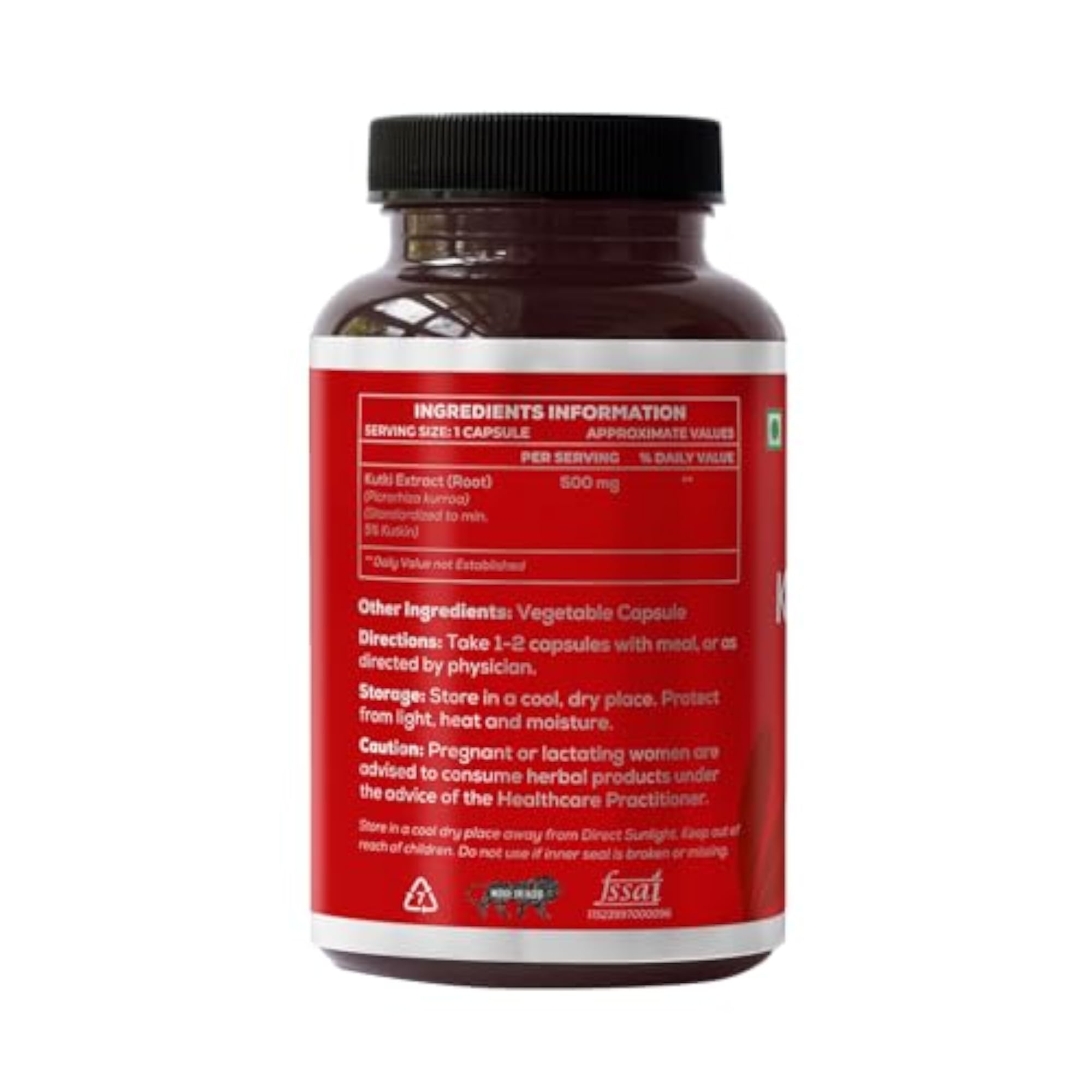 Natural Kutki Veg Capsules, 500 MG Each, 60 Count