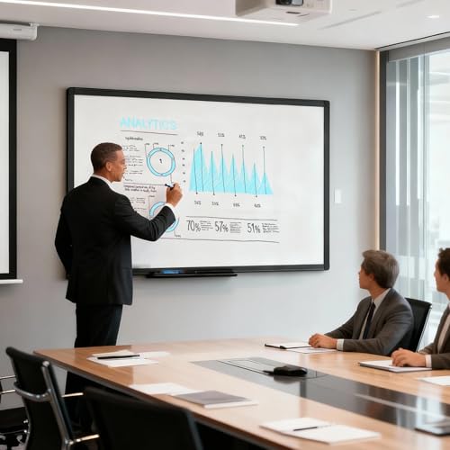 Image of VIZ-PRO Magnetic Dry Erase Board, 72 x 40 Inches, Black Aluminium Frame | Large Wall Mounted Whiteboard with Marker Tray for School Office and Home
