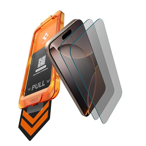 Image of Spigen AlignMaster S [Privacy] Tempered Glass Screen Guard for iPhone 16 Pro [2 Pack]