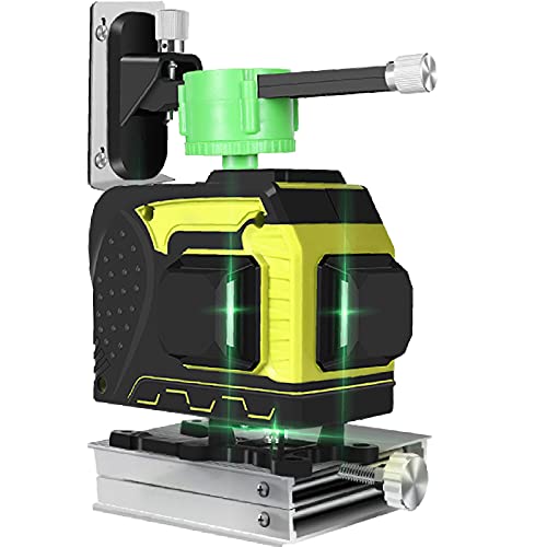 12 Lines 360°3D Self Leveling Laser Level Green Beam Horizontal/Vertical Cross Line Straight/Tilt Line Rechargeable Remote Control Wall Mount Bracket High Precision Auto Self Leveling
