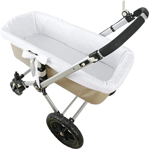 Danielstore Funda Capazo Interior | Transpirable | Compatible con Bugaboo | Algodón Piqué Nido de Abeja | Ideal Verano, Primavera y Otoño | Niños Talla Única (Blanca plumeti, Individual)