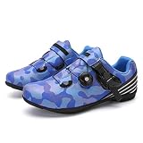 Fahrradschuhe Rennradschuhe Ohne Schloss, Professionelle Mountainbike-Schuhe, Fahrradschuhe Mit Reflektierenden Streifen, Fahrradschuhe Herren MTB (Farbe: Blau, Größe: US-9)
