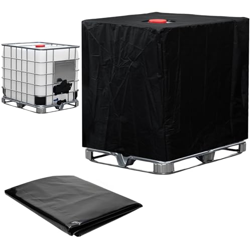 Bache pour Cuve 1000L, Bâche de Récupérateur d'eau de Pluie 1000 litres, Housse Protection Cuve, Anti-Poussière Anti-UV Réservoir de eau IBC (116 x 100 x 120 cm) (Noir, Lot de 1)
