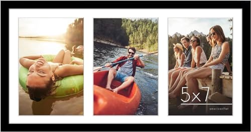 8x16 Frame with 3 5x7 Openings : Collage Picture Frame 5x7 by Americanflat - Display Three Photos Sized 5x7 on Your Wall - Perfect As a Family Collage Picture Frame