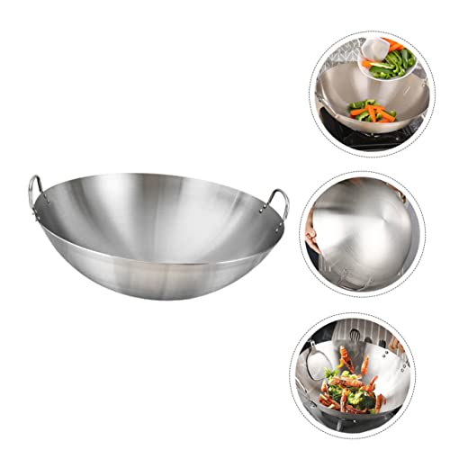 Wok de acero inoxidable con doble asa para cocina miniatura 5