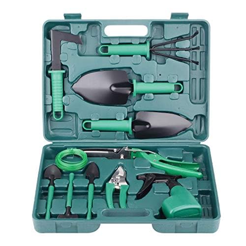 Image of JERN 10 Pcs Durable Gardening Hand Tools Kit with Portable Box, Small Garden Planting Tools, Garden Essentials.