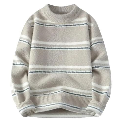 Men Stripe Sweater Vintage Crew Neck Knitted Pullover Sweaters Loose Harajuku Jumper Top