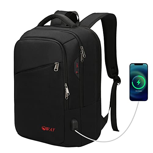 OWAY 17.3 Inch Laptop Backpack with USB Charger Anti-Theft Business Backpack Boys School Bags Water Resistant School Backpack College Backpack Rucksack for Men Women (black, X)