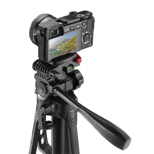 Hama Kamera Stativ (Kamerastativ & Fotostativ f&uuml;r Smartphone & Kamera, Tripod Smartphone, Handystativ, 3-Wege-Kopf, Schnellwechselplatte, h&ouml;henverstellbar 58-153 cm, bis 3 kg, mit Tasche)