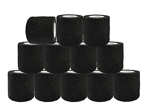 WENWEN Tattoo Grip Cover Wrap Disposable Cohesive Tattoo Grip Wrap Self Bandage Wrap Elastic Tattoo Grip Tape Tube Tattoo Accessories for Tattoo Machine Tattoo Pen Tattoo Grip (12 pcs)