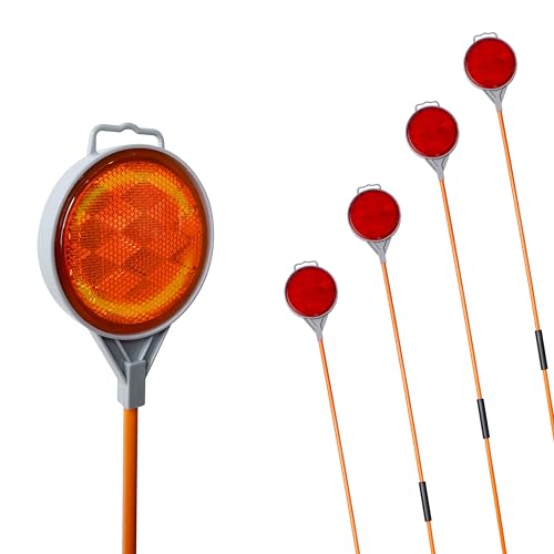 WORKKOOL Reflective Driveway Markers Highly Visible 48 Inch Double Side Driveway Reflectors for Snow Plowing(Fibreglass Pole 4 Packs)