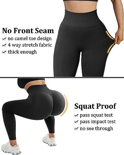 OMKAGI Women Scrunch Butt Lifting Leggings with Pockets Compression High Waisted Gym Workout Leggings3