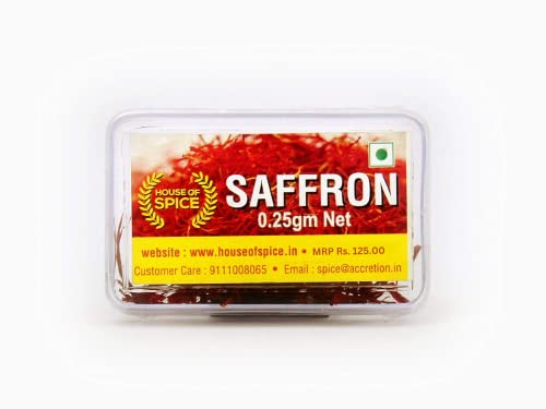 House of Spice The Kashmiri Kesar Naturals Saffron Original 0.25gm Saffron Kashmiri 100% Pure Saffron Genuine Kashmiri Saffron