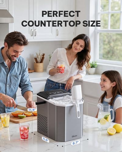 image for Silonn Ice Maker Countertop, Stainless Steel Portable Ice Machine with