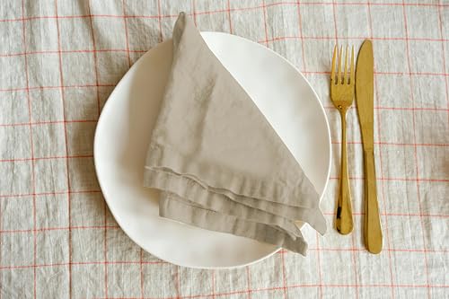 Image of R home Solid Cotton Table Napkins, Soft Cloth Napkins for Dining Table, Reusable & Washable, Ideal for Formal Dining, Cocktail Nights, Weddings, Home Bar & Table Decor (6, TUFFET)