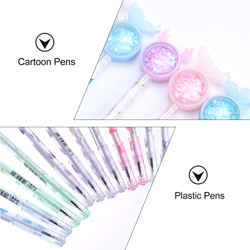 Tendycoco 12 peças de canetas esferográficas de gel com lantejoulas e caneta marcadora de tinta pret