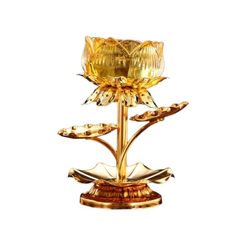 IOIUSKKU Candelabro de mantequilla para meditación, de metal, para velas té, suministros para altar, color amarillo