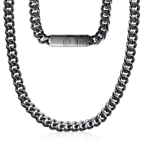 Hero Company Cuban Link Chain for Men - Knights Templar Stainless Steel Mens Necklace - Helps Pair Veterans with a Service or Shelter Dog