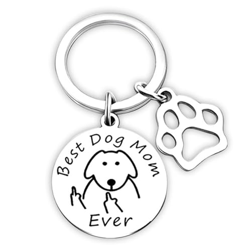 Naapesi Schlüsselanhänger, Lustiger Personalisiert Schlüsselanhänger, „Beste Katzen-/Hundemama aller Zeiten“, Edelstahl Geschenke für Katzenliebhaber, Geschenk für Frauen und Mädchen (Hund)