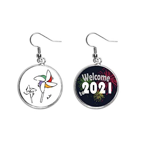 Pendientes de plata de molino de viento ligeros para orejas sensibles talla M