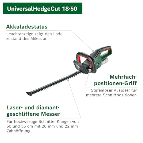 Bosch Akku-Heckenschere UniversalHedgeCut 18V-50 (1 Akku 2,5 Ah, 18-Volt-System, Messerlänge 50 cm, im Karton) 3