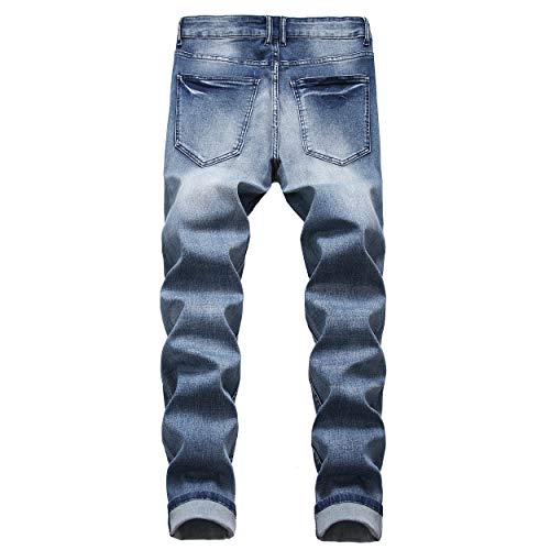 LAMKUKU Men's Ripped Jeans Slim Fit Casual Distressed Denim Pants2